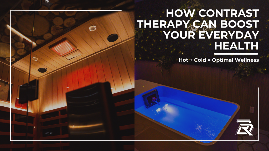 Contrast therapy cold plunge and infrared sauna at wellness facility in Whitby Ontario for muscle recovery and stress relief